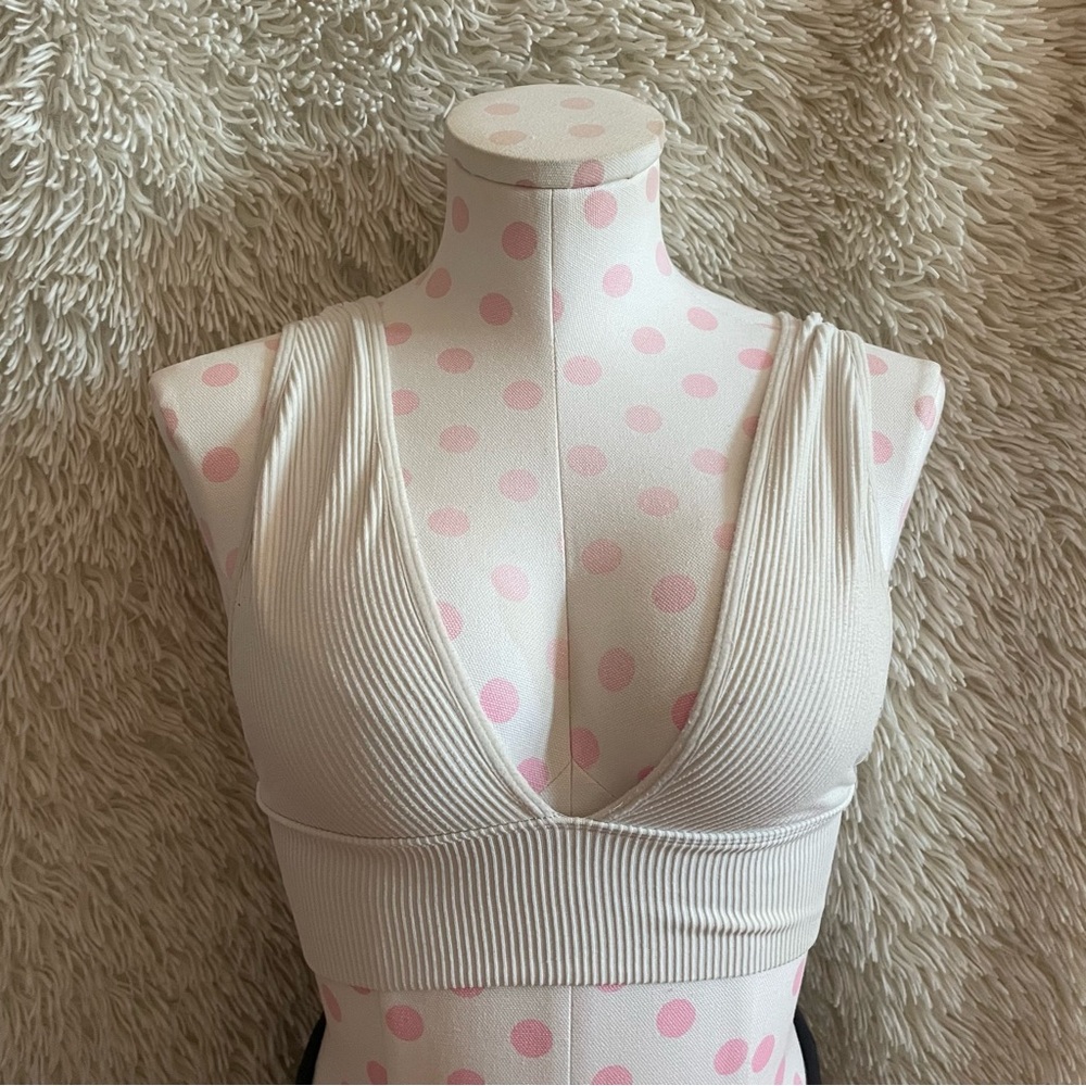 Garage White V Neck Bralette